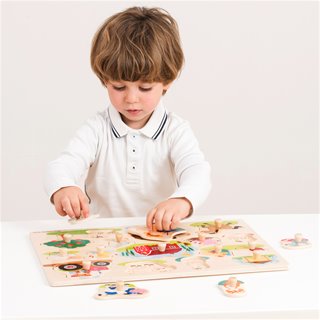 Peg puzzle - 16 pieces - farm